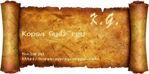 Kopsa György névjegykártya